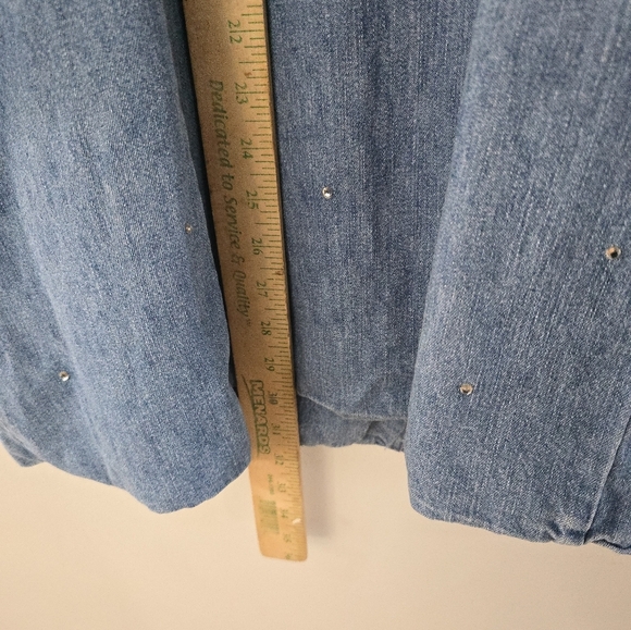 Ladies QUACKER FACTORY 1-button Lined Denim Jacket w/ BLING, Plus 2X Easter - Picture 14 of 14